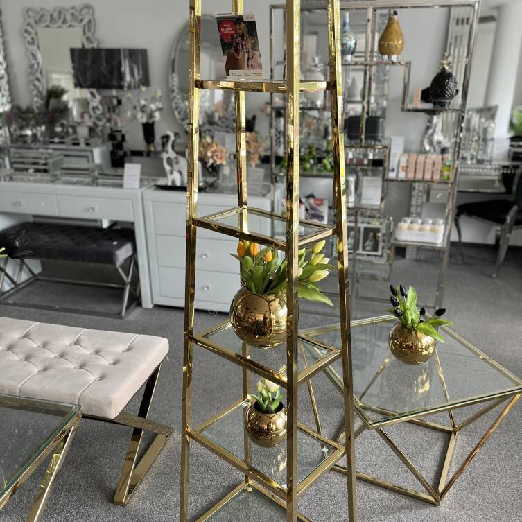 Regał złoty stal chromowana