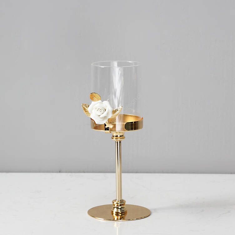 Świecznik złoty Róża 
