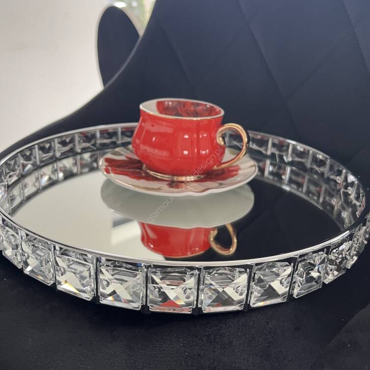 Taca lustrzana z kryształkami 30 cm 