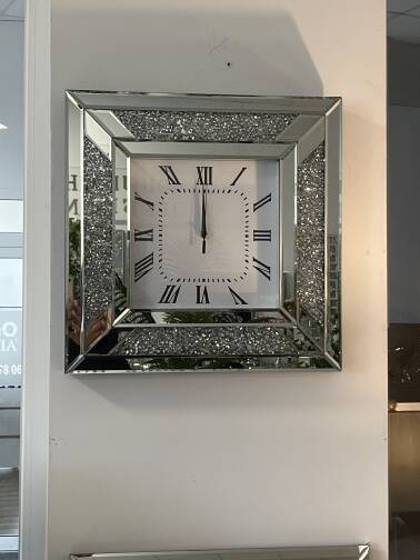 Zegar lustrzany 50x50 kryształki 