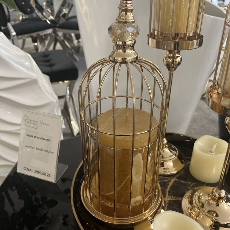 Świecznik zloty klatka 43 cm 