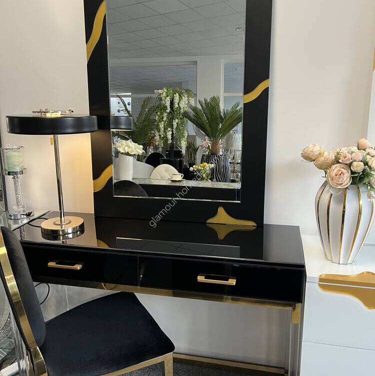Zestaw konsola z lustrem czarno złota