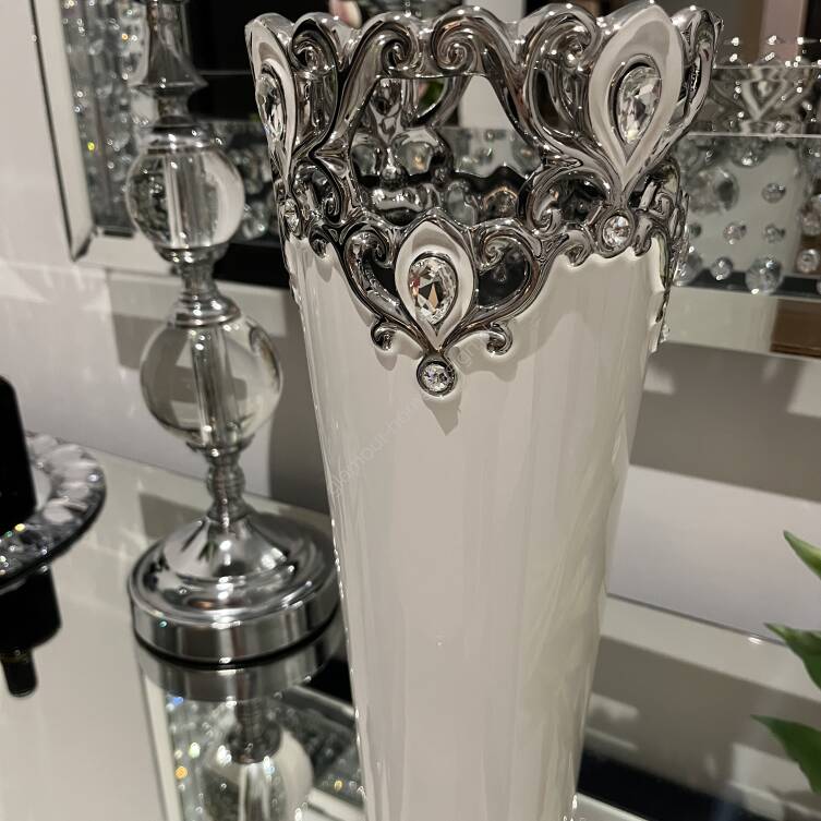 Wazon biało srebrny 33 cm 