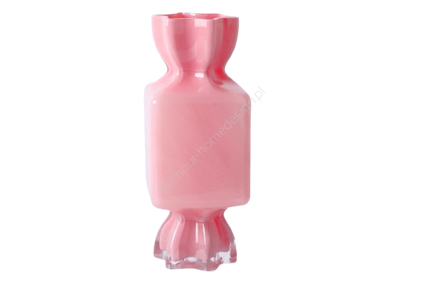 Wazon szklany różowy cukierek 