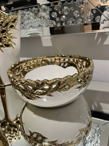 Patera dekoracyjna misa biało złota 