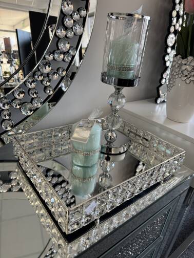 Taca patera srebrna z kryształkami 