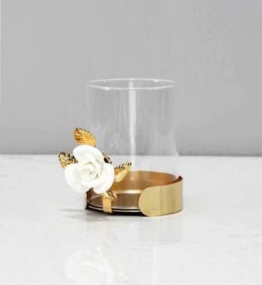 Świecznik złoty Róża 