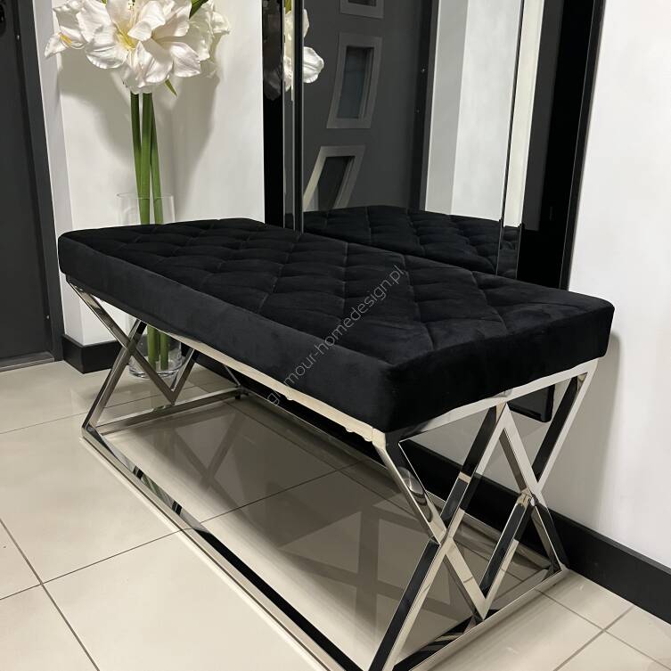 Siedzisko Ławka czarno srebrne