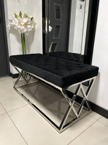 Siedzisko Ławka czarno srebrne