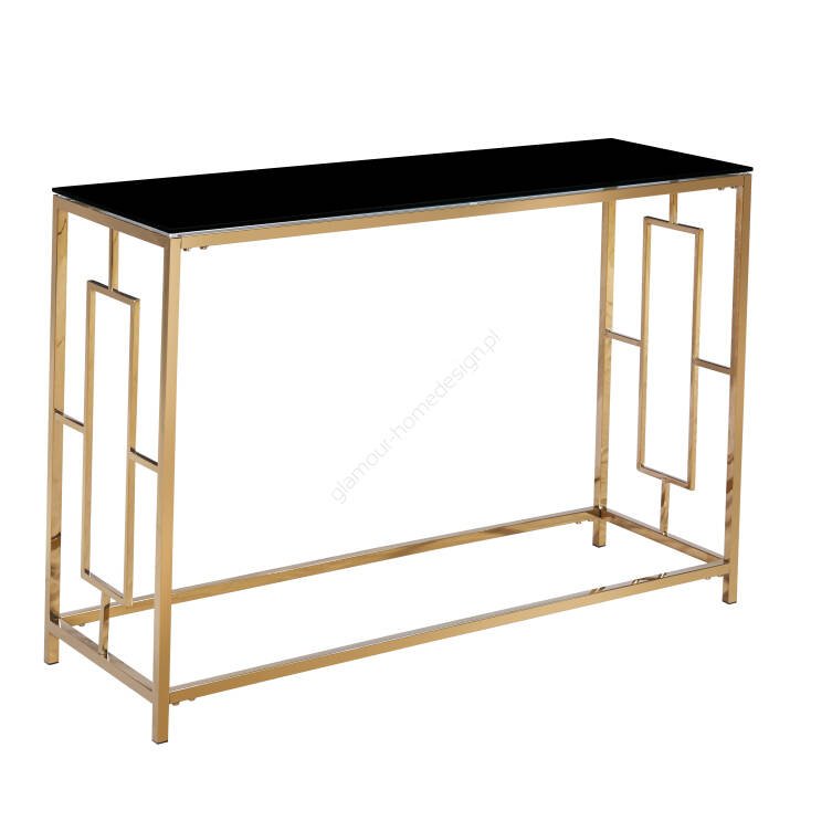 Konsola złota Roxa czarne szkło 
