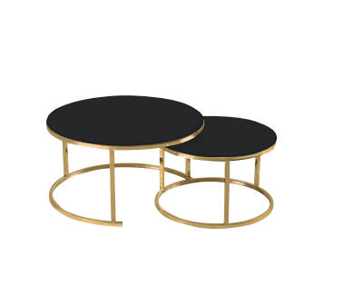 Zestaw stolików złotych czarne szkło