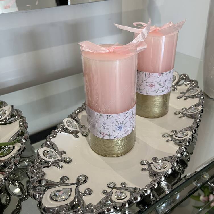 Patera biało srebrna kryształki