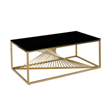 Stolik ława złota Royall czarne szkło 120 cm 