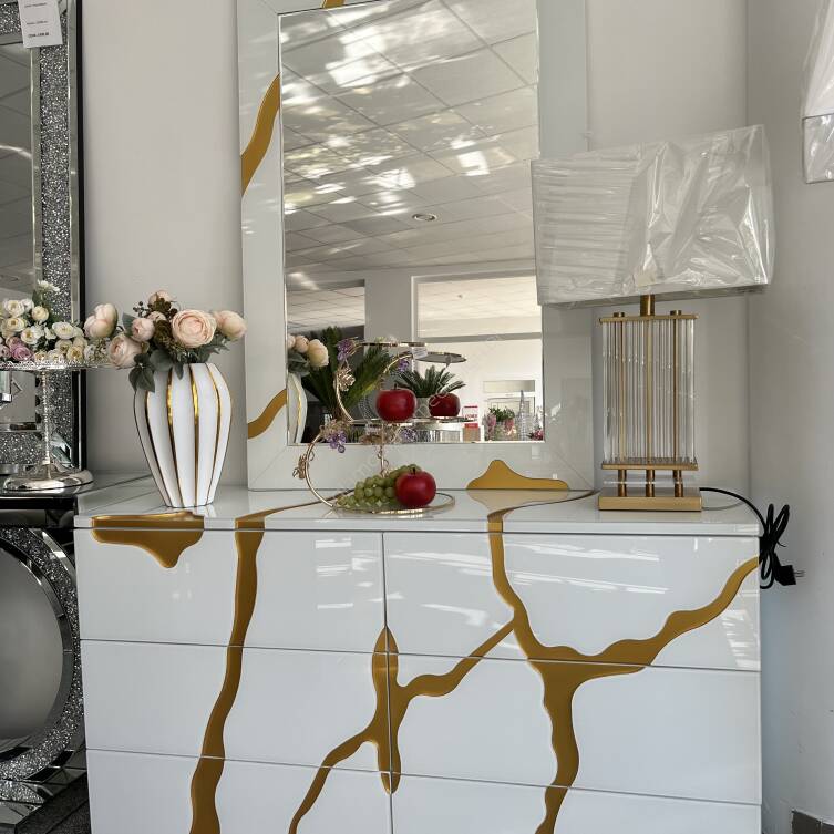 Komoda Hermes biało złota 130 cm