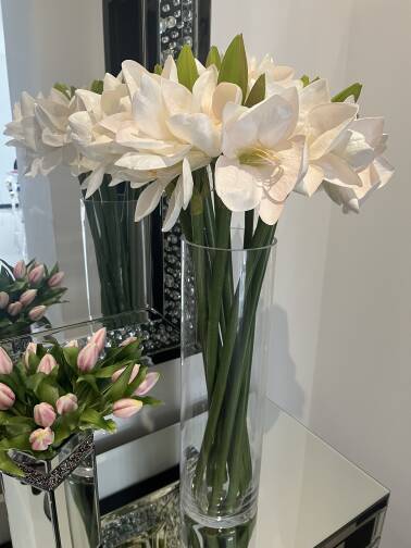 Kwiat Amarylisa biały 73cm