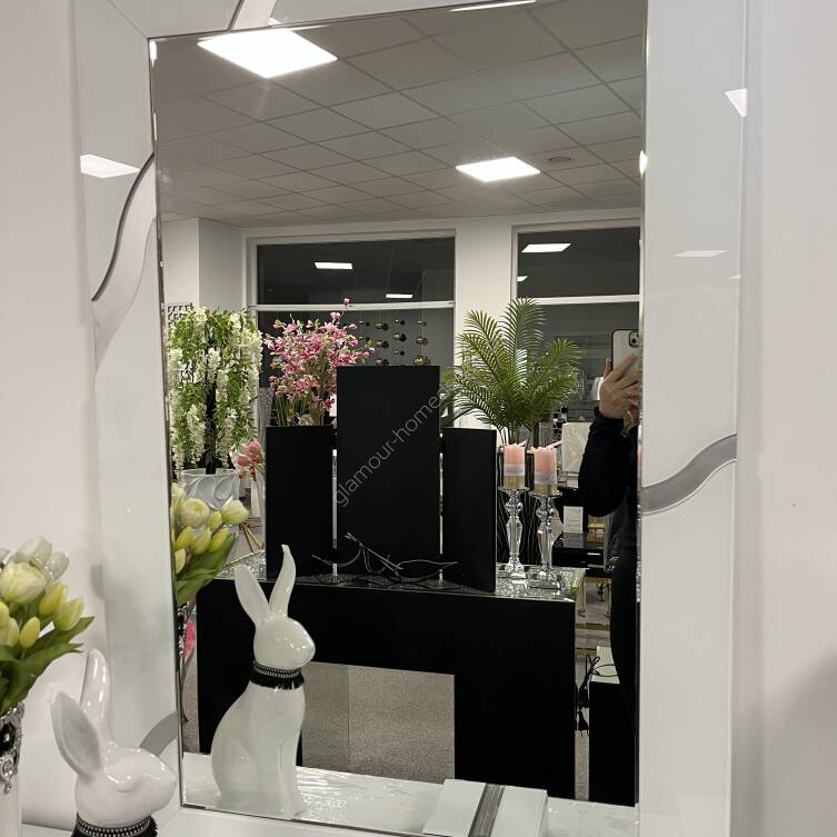 Lustro biało srebrne 80x120 cm 