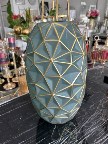 Wazon szklany zielono złoty 