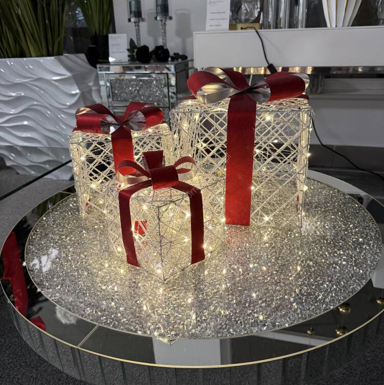 Zestaw prezentów  srebrnych LED