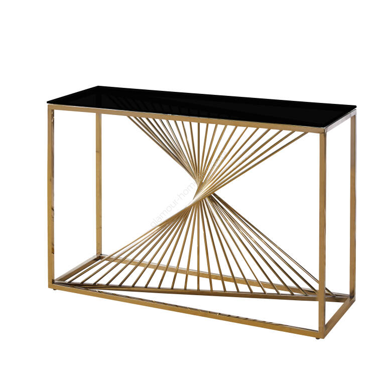 Konsola złota czarne szkło 120 cm 