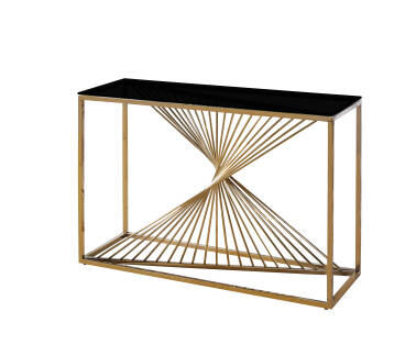 Konsola złota czarne szkło 120 cm 