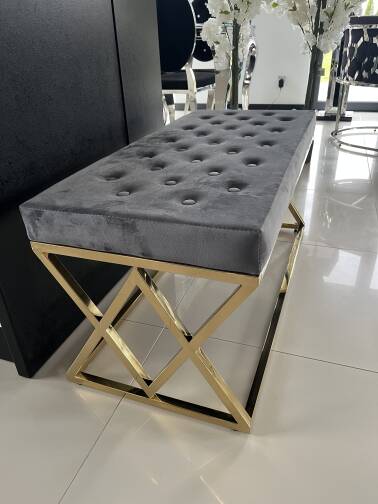 Siedzisko ławka szary złoty 97 cm