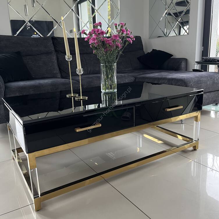 Stolik Ława Hermes czarno złoty