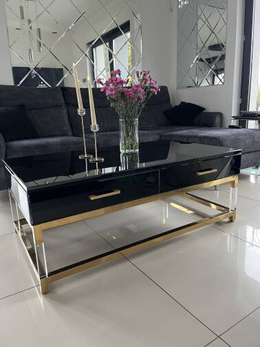 Stolik Ława Hermes czarno złoty